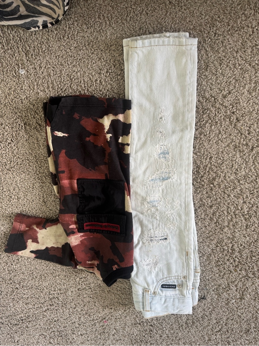 Dolce & Gabbana Kids Slim Straight Shirt with Camouflage Red, Black & Cream
